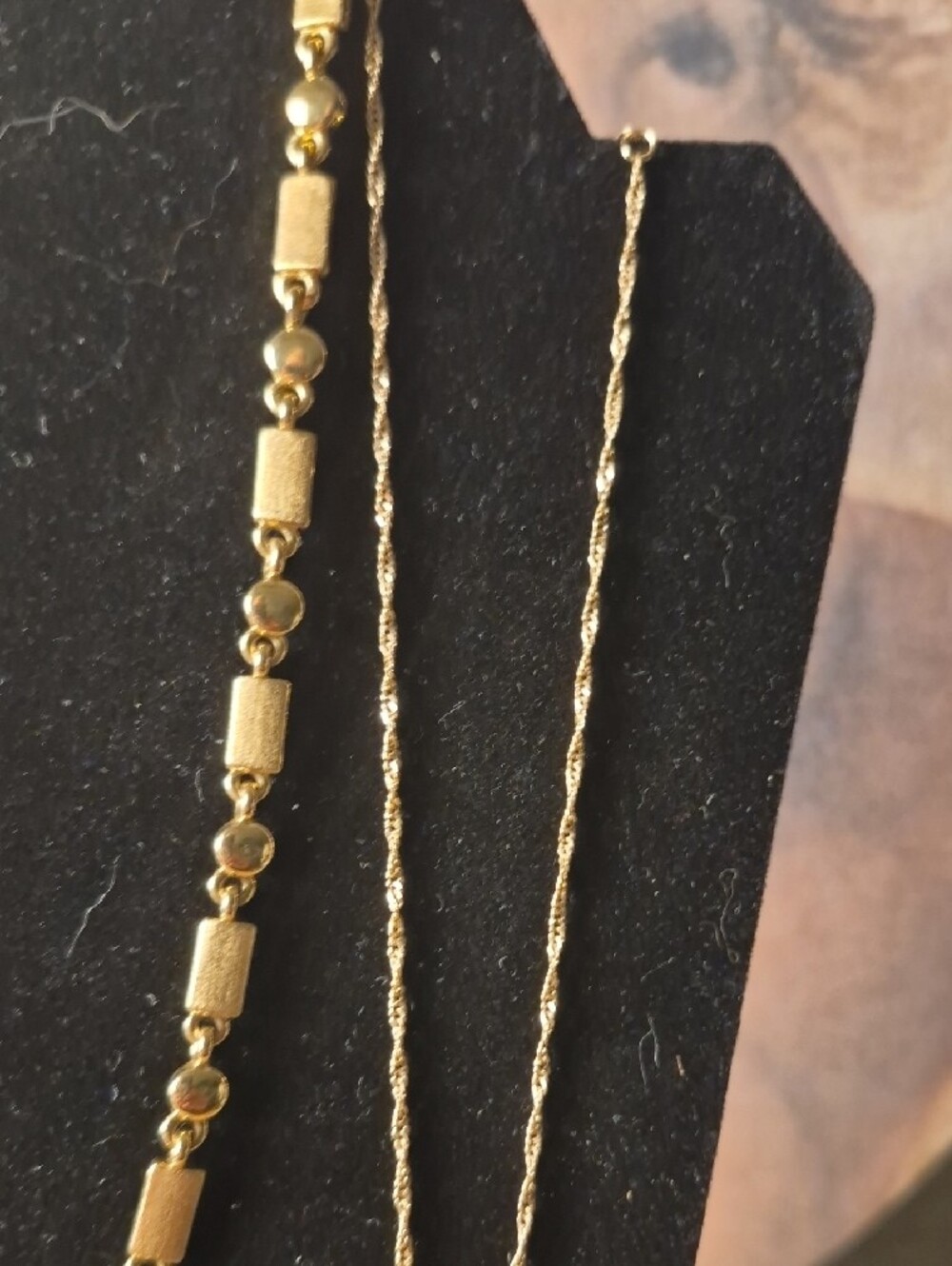 Gold Bead and Bar Necklace - Elegant Women's Jewelry - Picture 6 of 9